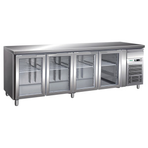FORCAR Banco Refrigerato Gastronomia a 4 Ante Vetro - Profondità Cm 70 - Capacità lt 55