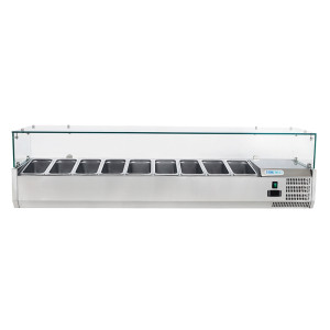 Forcold Vetrina Statica per Pizzeria AISI 201 - Profondità Cm 33 - Capacità N° 9 Vaschet