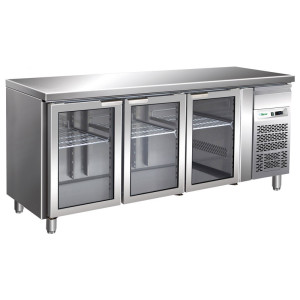 FORCAR Banco Refrigerato Gastronomia a 3 Ante Vetro - Profondità Cm 70 - Capacità lt 41