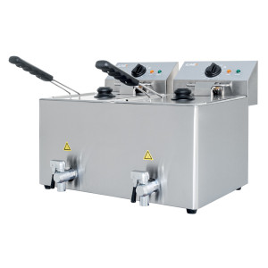 Prismafood Friggitrice Professionale I-Line con Vasca Doppia - Capacità lt 8 + 8 - Temp +50