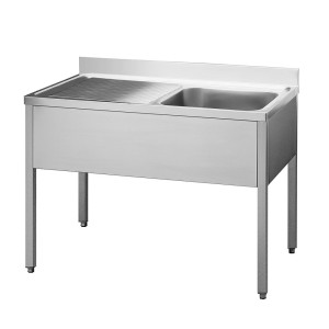 INOX BIM Lavatoio su Gambe in Acciaio Inox - 1 Vasca + Sgocciolatoio Sinistro - Profondit