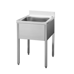 INOX BIM Lavatoio su Gambe in Acciaio Inox AISI 304 - Profondità Cm 70 - N° 1 Vasca Senza