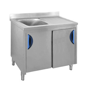 INOX BIM Lavatoio su Mobile 1 Vasca + Sgocciolatoio Destro - Profondità Cm 70 - Diverse M