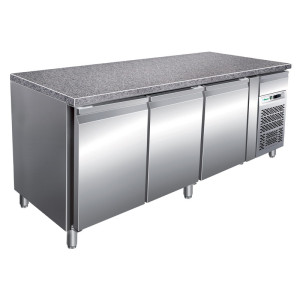 FORCAR Banco Refrigerato a 3 Porte con Piano in Granito - Pasticceria - Capacità lt 580