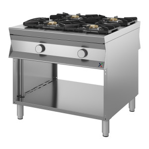 INOX BIM Cucina Passante a N° 4 Fuochi - Lunghezza Cm 90 x Profondità Cm 100 - Alimentazi