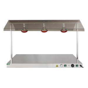 FORCAR Piano Caldo Inox con Cappotta - N° 3 Lampade a Infrarossi