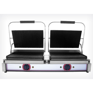 Beckers Piastra Grill Elettrica Indipendente RM2 - Piastra Superiore e Inferiore Rigata
