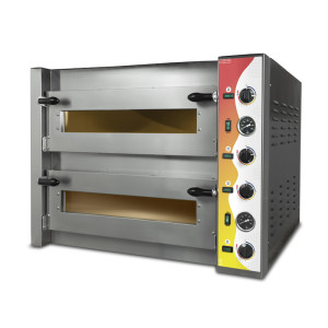 Attrezzature Professionali Forno Pizza Girato FPLN66G con Camera Doppia - Versione L - Capacità 6 + 6 Pizze