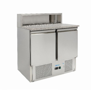 Forcold Saladette Statica a 2 Ante e Piano in Granito - Capacità N° 5 Bacinelle GN1/6