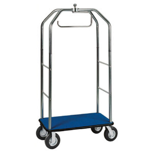 FORCAR Carrello Portavaligie con Appendiabiti in Acciaio Cromato - Portata Max Kg 150