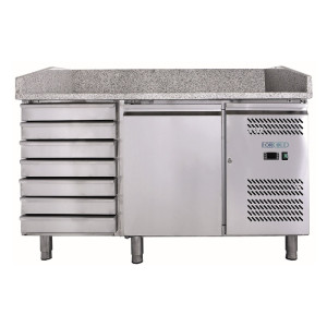 Forcold Banco Refrigerato per Pizzeria con Piano in Granito - N° 1 Porta + Cassettiera -
