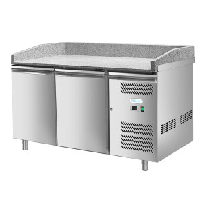 Forcold Banco Pizza Refrigerato a 2 Porte con Piano in Granito - Capacità lt 390