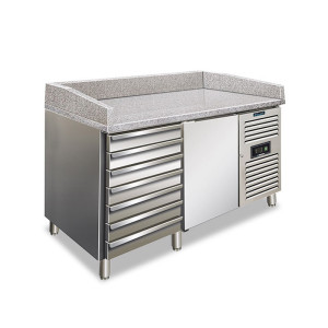 Klimaitalia Banco Pizza Refrigerato PZF01C Acciaio Inox AISI 304 - N° 1 Porta + N° 7 Cassett