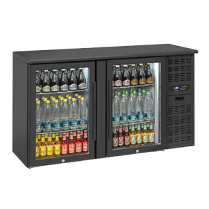CoolHead Banco Retro Bar Refrigerato in Acciaio QBG200 - N° 2 Porte Vetro a Battente - Ca