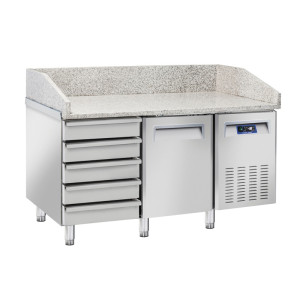 CoolHead Tavolo Refrigerato Ventilato Pizzeria N° 1 Porta + Cassettiera Neutra e Piano in