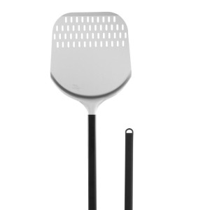 Gimetal Pala Pizza Rettangolare Semiforata 36 x 36 - Lunghezza Manico Cm 150