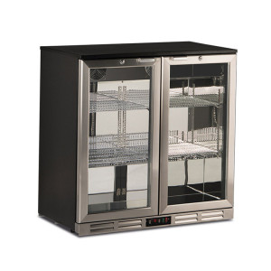 Klimaitalia Frigorifero Sottobanco Statico S198XH - Doppia Porta a Vetro con Cornice Inox -