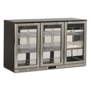 Klimaitalia Frigorifero Sottobanco Statico S285XH - Tripla Porta a Vetro con Cornice Inox -