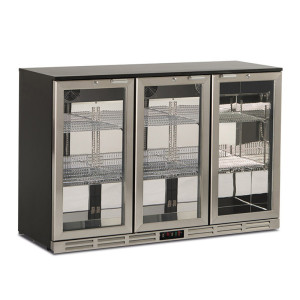 Klimaitalia Frigorifero Sottobanco Statico S298XH - Tripla Porta a Vetro con Cornice Inox -