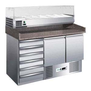 FORCAR Banco Pizza Statico S903PZ in Acciaio Inox AISI 304 - 3 Porte + Cassettiera - Ca