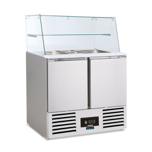 Klimaitalia Saladette Inox Refrigerata con Scomparto per Bacinelle GN e Sovrastruttura in Ve