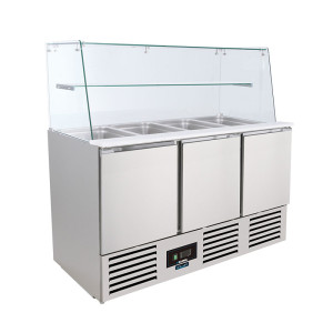 Klimaitalia Saladette Inox Refrigerata con Scomparto per Bacinelle GN e Sovrastruttura in Ve