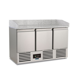 Klimaitalia Banco Saladette SF903PZ in Acciaio Inox AISI 304 - 3 Porte con Piano in Granito