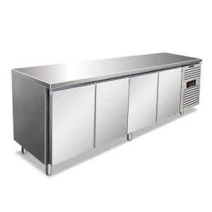 Klimaitalia Banco Refrigerato Snack Inox AISI 304 con N° 4 Porte Cieche - Profondità Cm 60 -