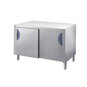INOX BIM Tavolo Armadiato con Ante Scorrevoli - Acciaio Inox AISI 304 - Profondità Cm 70