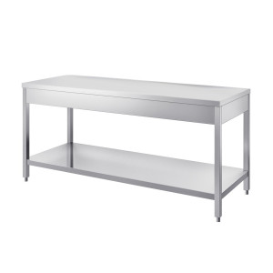 INOX BIM Tavolo Gambe Quadre con Ripiano Inferiore, Profondità cm 60