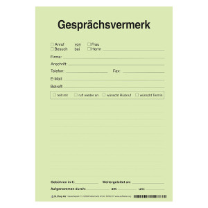 Gesprächsvermerk DIN A5 grün
