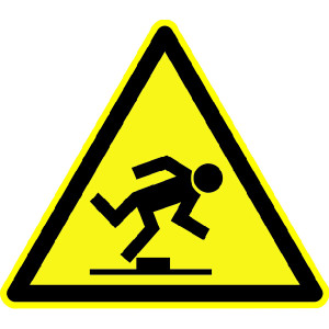 Warnung vor Stolpergefahr - Warnschild BGV A8 W14 Folie selbstklebend 10 cm