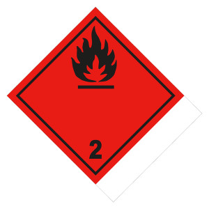 Gefahrzettel Gefahrgutaufkleber Klasse 2.1 Entzündbare Gase zur Selbstbeschriftung Flamme Schwarz