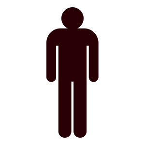 Toilettensymbol WC-Schild Herren, Aufkleber Folie 48 x 120 mm