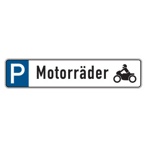 Parkplatzreservierungsschild "Motorräder" Aluminium geprägt 520 x 110 mm