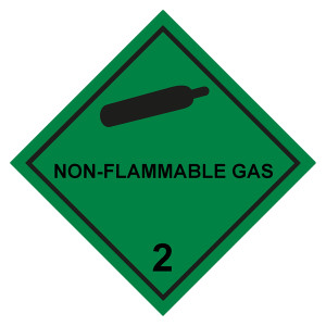 Gefahrzettel, Gefahrgutaufkleber Klasse 2.2 Nicht entzündbare, nicht giftige Gase mit Zusatztext NON-FLAMMABLE GAS, Gasflasche Schwarz