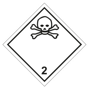 Gefahrzettel, Gefahrgutaufkleber Klasse 2.3 Giftige Gase, Totenkopf Schwarz