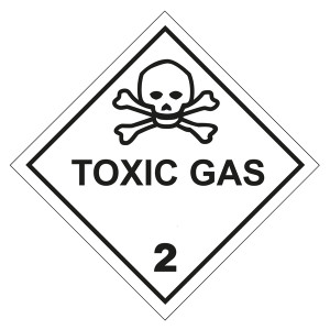 Gefahrzettel, Gefahrgutaufkleber Klasse 2.3 Giftige Gase mit Zusatztext TOXIC GAS, Totenkopf Schwarz