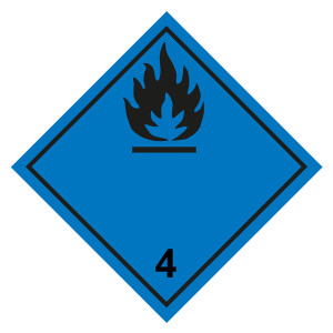 Gefahrzettel, Gefahrgutaufkleber Klasse 4.3 Stoffe, die mit Wasser entzündliche Gase bilden, Flamme Schwarz