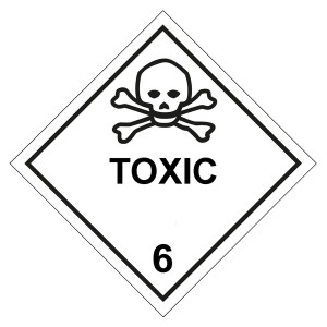 Gefahrzettel, Gefahrgutaufkleber Klasse 6.1 Giftige Stoffe mit Zusatztext TOXIC