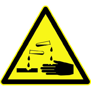 Warnung vor ätzenden Stoffen - Warnschild BGV A8 W04