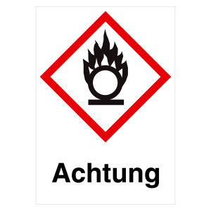 GHS-Symbol entzündend (oxidierend) wirkende Stoffe - Achtung