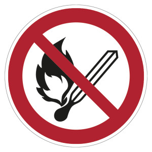 Verbotszeichen Feuer, offenes Licht und Rauchen verboten BGV A8 P02