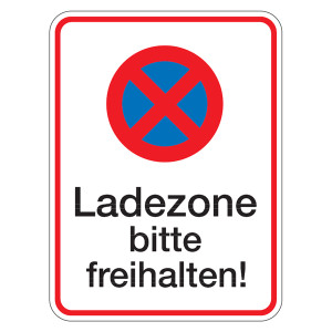 Halteverbotsschild "Ladezone bitte freihalten!" Aluminium geprägt und gelocht 300 x 400 mm