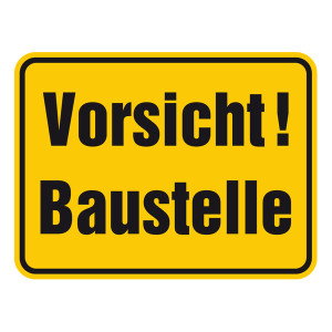 Warnschild "Vorsicht! Baustelle" Aluminium geprägt und gelocht 400 x 300 mm