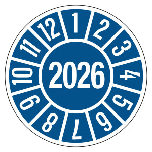 Jahresprüfplakette Blau Jahreszahl 4-stellig