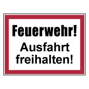 Feuerwehrzeichen Feuerwehr Ausfahrt freihalten DIN 4066 Aluminium geprägt und gelocht 400 x 300 mm Einzelschild
