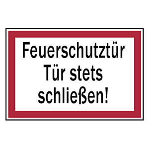 Feuerwehrzeichen Feuerschutztür Tür stets schließen DIN 4066 Folie 300 x 200 mm Einzeletikett