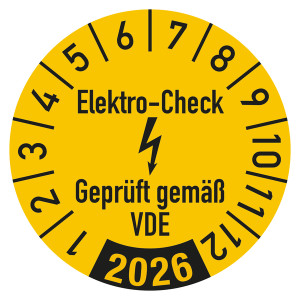 Prüfplaketten "Elektro-Check Geprüft gemäß VDE" Gelb