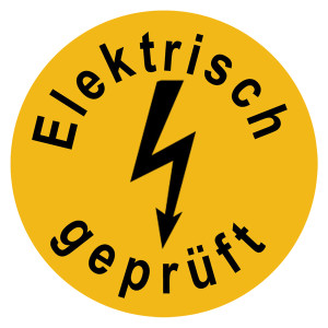Prüfplaketten gelb Ø 15 mm "Elektrisch geprüft" PVC-Folie Durchmesser 15 mm 10 Stück/Pack